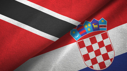 Trinidad and Tobago and Croatia two flags textile cloth, fabric texture