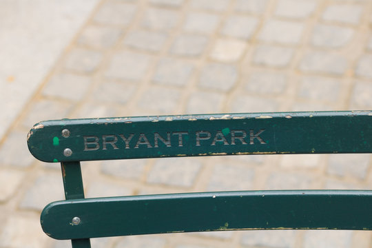 New York, USA -Green Chair of Bryant Park Manhattan.