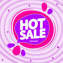 Hot Sale, tag design template, discount speech bubble banner, app icon, vector illustration