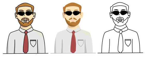 Set of berded man in different style. Isolated stock vector illustration