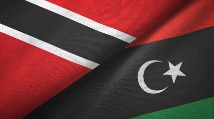 Trinidad and Tobago and Libya two flags textile cloth, fabric texture