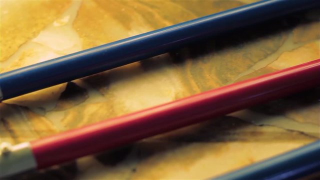 Manual Metal Stick Clamps. Close-Up.  Pan Shot.