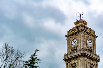 Fototapeta na wymiar ISTANBUL - JULY 4: Clock Tower on the territory of the Dolmabahce Palace on July 4, 2014 in Istanbul.