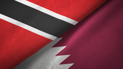 Trinidad and Tobago and Qatar two flags textile cloth, fabric texture