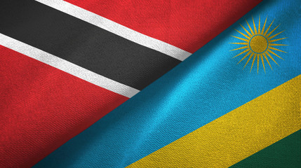 Trinidad and Tobago and Rwanda two flags textile cloth, fabric texture