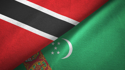 Trinidad and Tobago and Turkmenistan two flags textile cloth, fabric texture