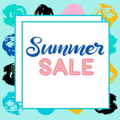 Summer sale banner with memphis background