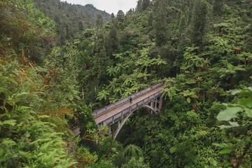 Man walking on bridge to nowhere