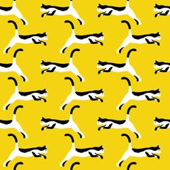 Seamless pattern with bicolor cats