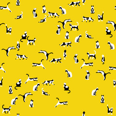 Seamless pattern with bicolor cats