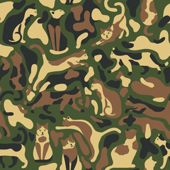 Seamless camo pattern with cats © lena_l