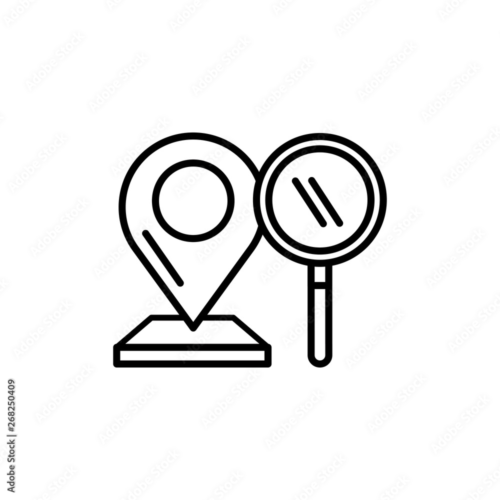 Poster pin pointer location with magnifying glass