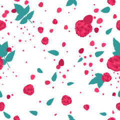 Seamless pattern with raspberries