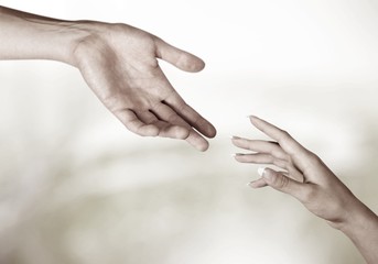 Man and woman hands isolated on  background