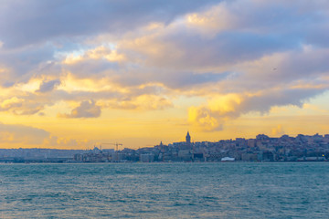 Silhouette of Istanbul at the sunset, Turkey.