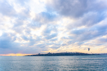 Silhouette of Istanbul at the sunset, Turkey.