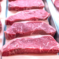 Sirloin beef steak for sale at a butchers shop