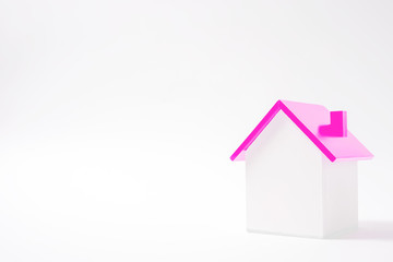 Obraz na płótnie Canvas Simple house material and white background. Shiny house. シンプルな家素材と白色背景 ピカピカな家