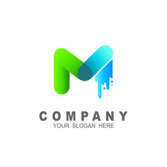 logo letter m and water drop design template 