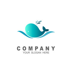 Whale volume logo colorful, corporate identity, whale and waves