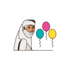 old islamic man with balloons helium