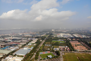 Fototapeta na wymiar Pasir Gudang, Johor Malaysia industrial area drone photo view.