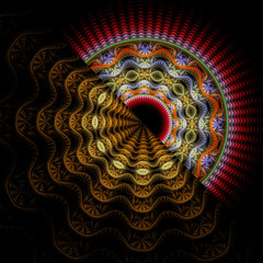 Abstract fractal mandala, computer-generated illustration.