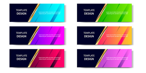 6 Set of Abstract geometric business banner template with vibrant dynamic color gradation in blue, purple, red, orange and green
