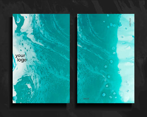 Set of abstract painted background, flyer, business card, brochure, poster, for printing. Trend vector. Liquid marble.