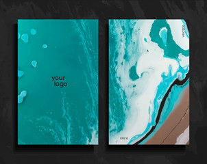 Set of abstract painted background, flyer, business card, brochure, poster, for printing. Trend vector. Liquid marble.