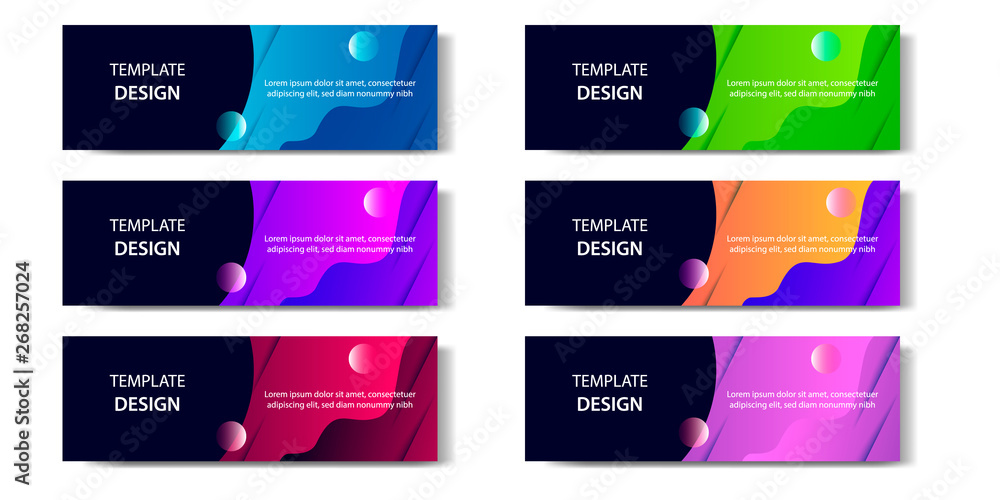 Canvas Prints 6 set of abstract geometric business banner template with vibrant dynamic color gradation in blue, p