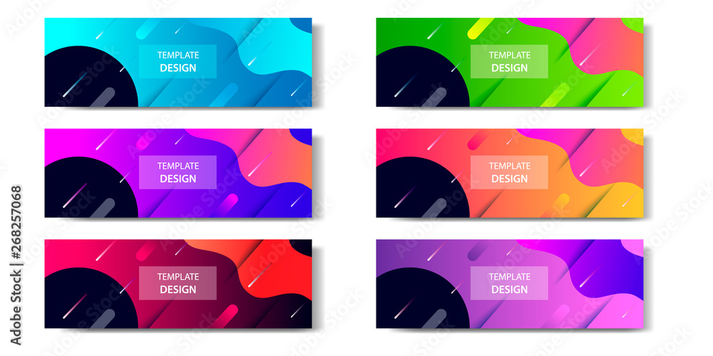 Canvas Prints 6 set of abstract geometric business banner template with vibrant dynamic color gradation in blue, p