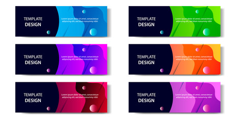 Fototapeta premium 6 Set of Abstract geometric business banner template with vibrant dynamic color gradation in blue, purple, red, orange and green