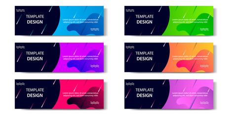 6 Set of Abstract geometric business banner template with vibrant dynamic color gradation in blue, purple, red, orange and green