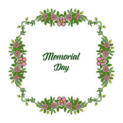 Vector illustration memorial day with pink rose flower frames isolated on white background