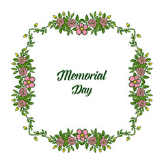 Fototapeta premium Vector illustration memorial day with pink rose flower frames isolated on white background