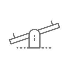 Child balance swing, seesaw line icon.