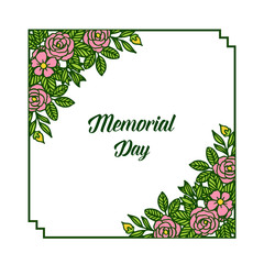 Vector illustration memorial day card style with pattern art of pink wreath frame