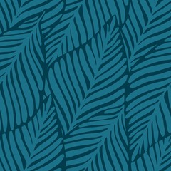 Abstract tropical pattern, palm leaves seamless floral background. © smth.design