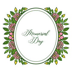 Vector illustration invitation card of memorial day with design artwork pink wreath frame