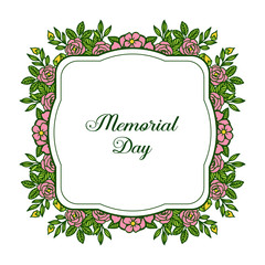Vector illustration various crowd of pink wreath frame for poster of memorial days