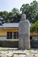 Pyeongchon-ri Standing Stone Buddha in Asan, South Korea.