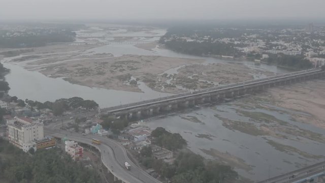 Rock fort in Trichy, India, 4k aerial ungraded/raw