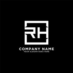 RH initial logo design, square letter, clean and clever vector