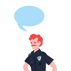 policeman portrait speech bubble