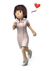 小走りする若い女性看護師