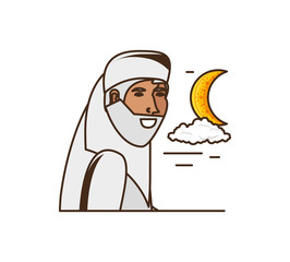 old islamic man with moon