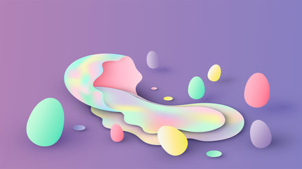 Abstract of variety color Easter eggs. Creative design for Easter festival. paper cut and craft style. vector, illustration.
