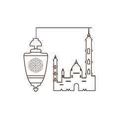 ramadan kareem lantern hanging with mosque building