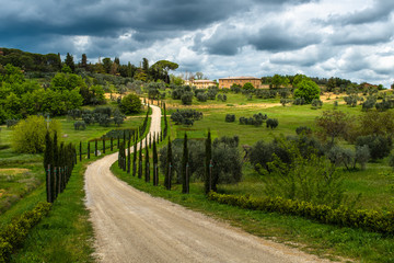 Fototapeta na wymiar Landscape panorama from Tuscany, in the Chianti region